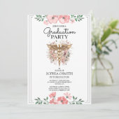 Watercolor Floral Medical Graduation Invitation |  招待状 (スタンド正面)