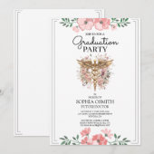Watercolor Floral Medical Graduation Invitation |  招待状 (正面/裏面)