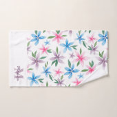 Watercolor Floral Monogram バスタオルセット (ハンドタオル)