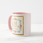 Watercolor Floral Monogram I Gold Initial & Name マグカップ (正面左)