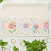 Watercolor Floral Monogram — Pastel Blossoms キッチンタオル (折り畳み)