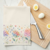 Watercolor Floral Monogram — Pastel Blossoms キッチンタオル (四つ折り)