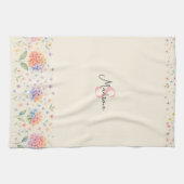 Watercolor Floral Monogram — Pastel Blossoms キッチンタオル (横)