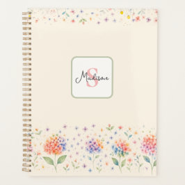Watercolor Floral Monogram — Pastel Blossoms プランナー手帳