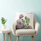 Watercolor floral monogram white green blush pink  クッション (椅子)