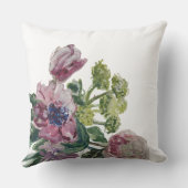 Watercolor floral monogram white green blush pink  クッション (裏面)