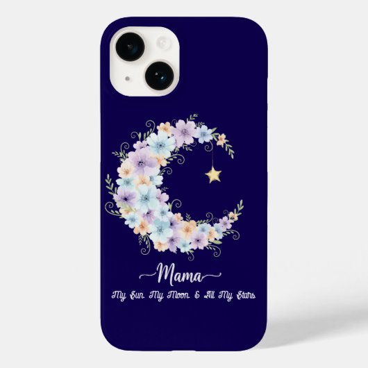 Watercolor Floral Moon Mama Case-Mate iPhoneケース (裏面)