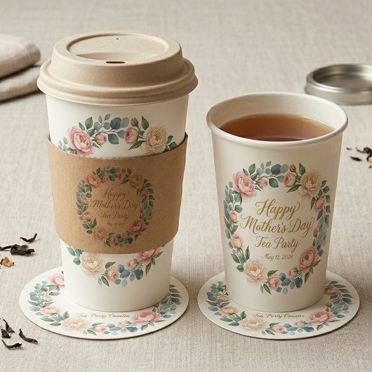 Watercolor Floral Mother's Day Tea Party  紙コップ