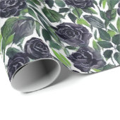 Watercolor floral motif: black roses ラッピングペーパー (ロールコーナー)