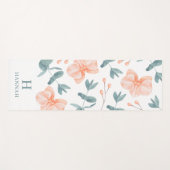 Watercolor Floral Name and Monogram White ヨガマット (正面(横))