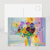 Watercolor Floral Pansies ポストカード (正面/裏面)