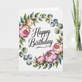 Watercolor Floral Pastel Birthday Card for Women  カード