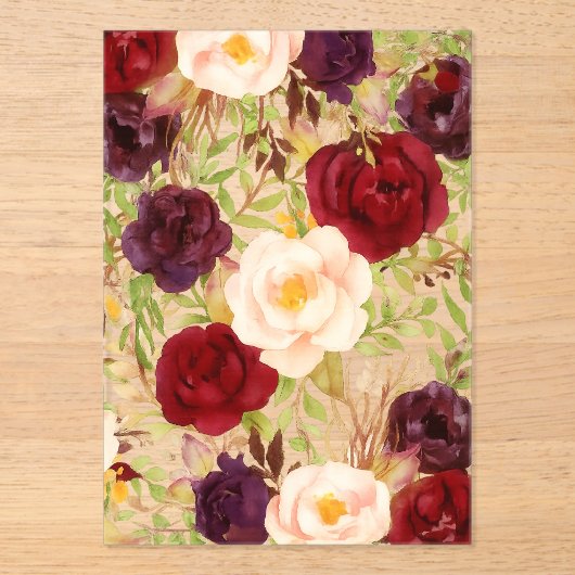 Watercolor Floral Pattern アクリル招待状 (正面)