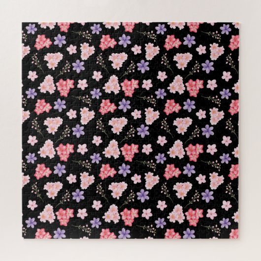 Watercolor Floral Pattern ジグソーパズル (横)