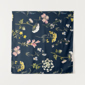 Watercolor floral pattern, delicate flower hand dr タペストリー (正面(横))