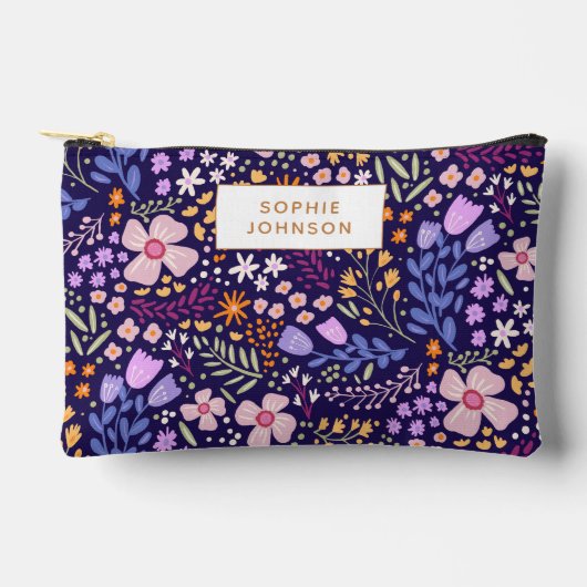 Watercolor Floral Pattern Pretty Personalized アクセサリーポーチ (正面)