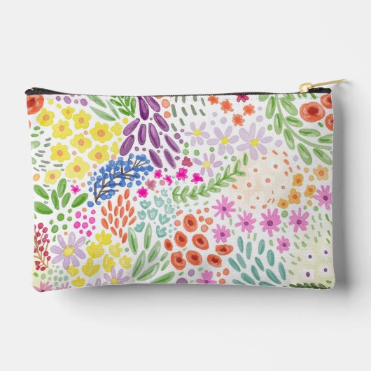 Watercolor Floral Pattern Pretty Personalized アクセサリーポーチ (裏面)