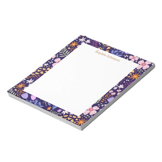 Watercolor Floral Pattern Pretty Personalized ノートパッド (回転)