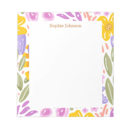 Watercolor Floral Pattern Pretty Personalized ノートパッド