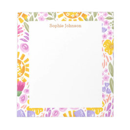 Watercolor Floral Pattern Pretty Personalized ノートパッド
