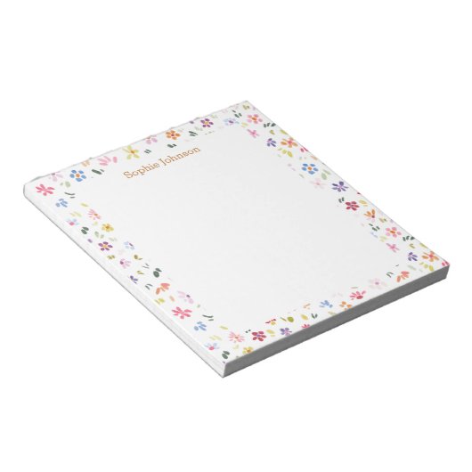 Watercolor Floral Pattern Pretty Personalized ノートパッド (アングル)