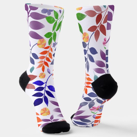 Watercolor Floral Pattern Socks ソックス (傾斜あり)