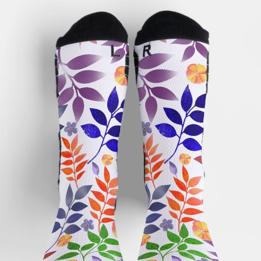 Watercolor Floral Pattern Socks ソックス (上部)