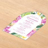 Watercolor Floral Peonies Tulips Lemon Quinceañera アクリル招待状 (レイダウン)