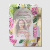 Watercolor Floral Peonies Tulips Lemon Quinceañera ベラム紙招待状 (オフセット (カップル))