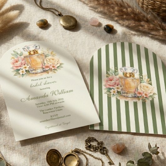 Watercolor Floral Perfume Bridal Shower Arch 招待状