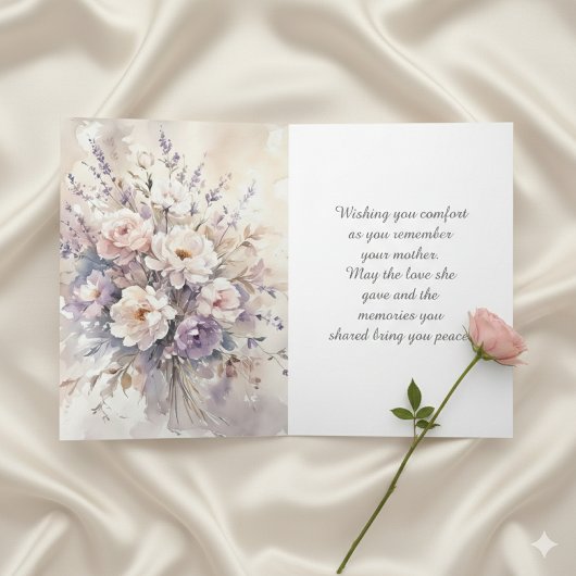 Watercolor Floral Personalized Mother Sympathy  カード
