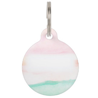 Watercolor Floral Pet Tag | Pink, Green & Peach  ペット　ネームタグ