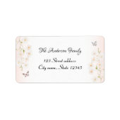 Watercolor Floral & Pink Gingham Mailing ラベル (正面)