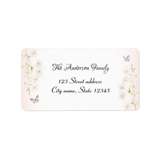 Watercolor Floral & Pink Gingham Mailing ラベル (正面)