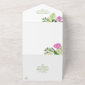 Watercolor Floral Pink Peonies Photo Quinceañera  オールインワン招待状 (外側)