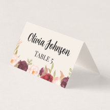Watercolor Floral Place Card
