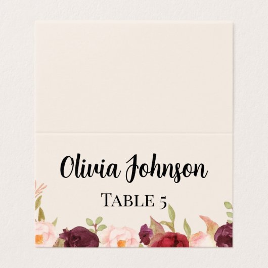 Watercolor Floral Place Card (外部フラット)