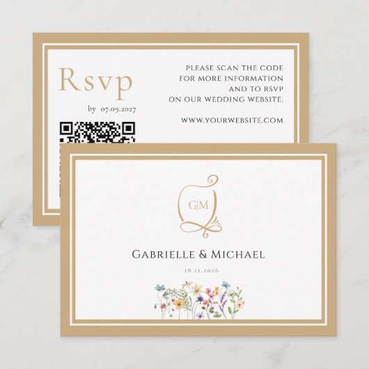 Watercolor Floral RSVP Wedding Enclosure Cards (正面/裏面)