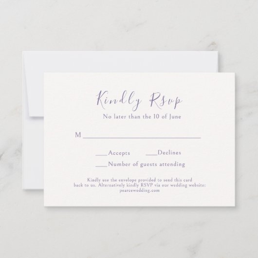 Watercolor Floral Script Wedding  RSVP Card (正面)