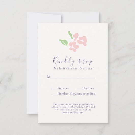 Watercolor Floral Script Wedding  RSVP Card (正面)