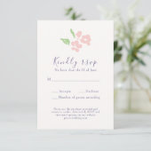 Watercolor Floral Script Wedding  RSVP Card (スタンド正面)