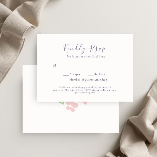 Watercolor Floral Script Wedding  RSVP Card