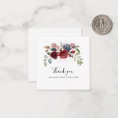 Watercolor Floral Script Wedding Thank You ノートカード (正面/裏面インサイチュ)