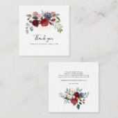 Watercolor Floral Script Wedding Thank You ノートカード (正面/裏面)