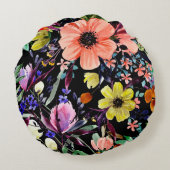 Watercolor floral seamless pattern. Different buds ラウンドクッション (裏面)