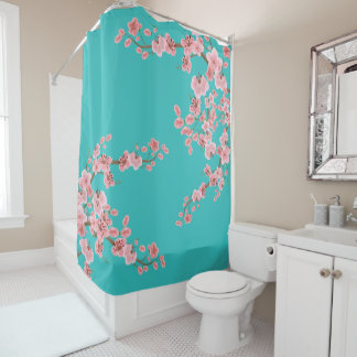 Watercolor Floral Shower Curtain シャワーカーテン
