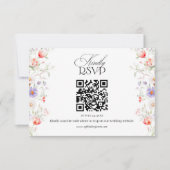Watercolor Floral Spring Garden Wedding QR Code 出欠カード (正面)