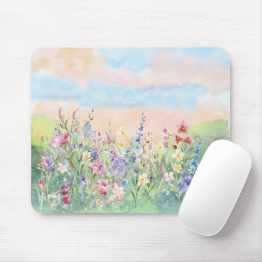 Watercolor floral Spring Ladybug マウスパッド (マウス)