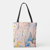 Watercolor floral spring pattern, botanical illust トートバッグ (裏面)