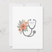Watercolor Floral Stethoscope Nurse Graduation 招待状 (裏面)